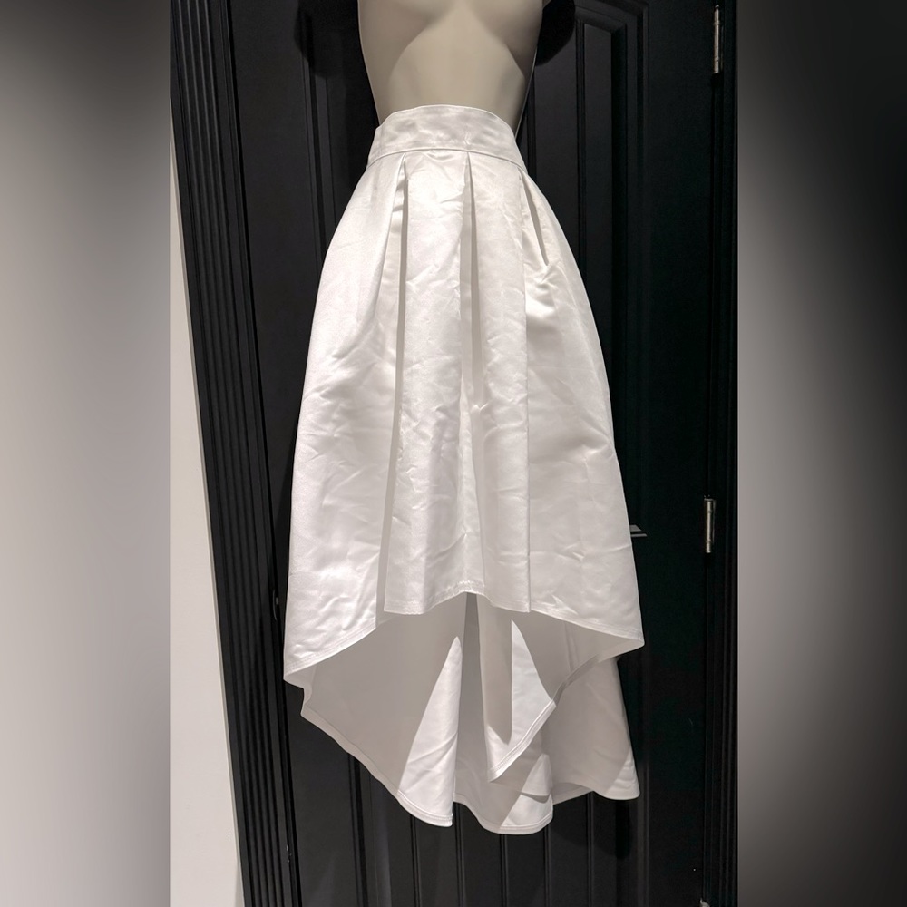 Custom High-Low Pleated Satin Skirt